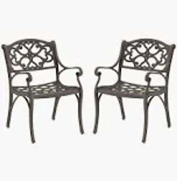 HOMESTYLES Sanibel Stationary Cast Aluminum Outdoor Dining Arm Chair(2)
