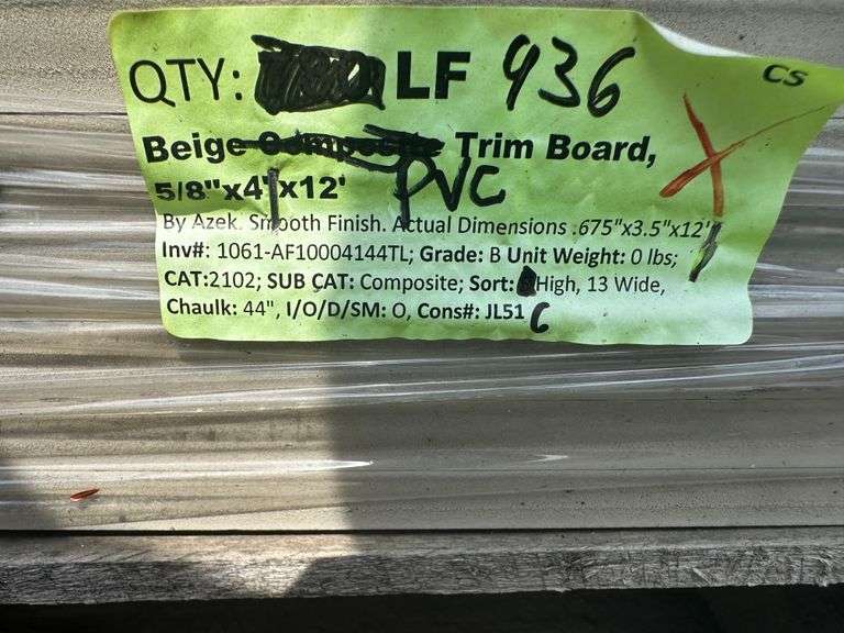 Beige PVC Trim Board, 5/8"x4"x12'