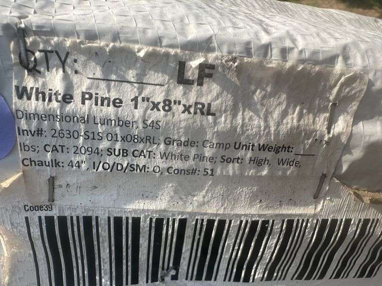 White Pine Dimensional Lumber 1"x8"x6'-16'