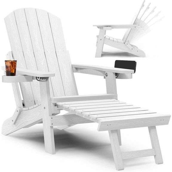 White Outdoor Weather Resistant Folding Adirondack Chair
