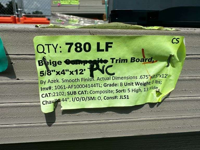 Beige PVC Trim Board, 5/8"x4"x12'