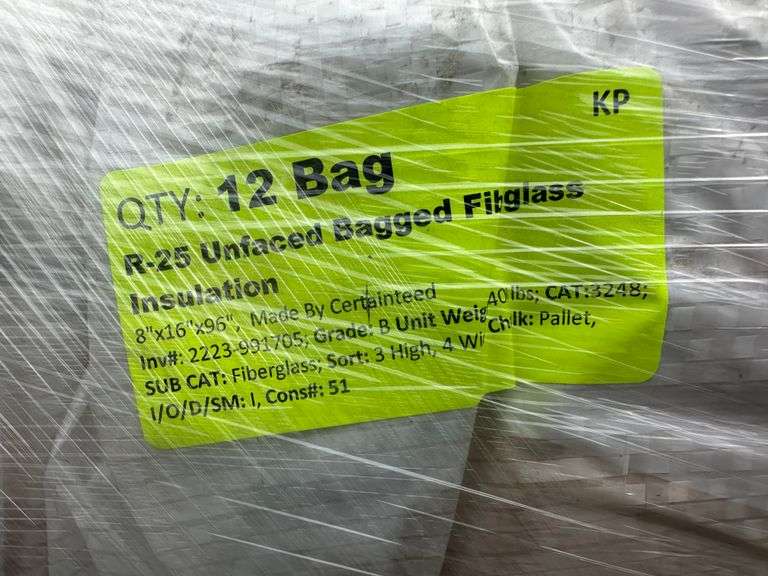 R-25 Unfaced Bagged Fiberglass Insluation