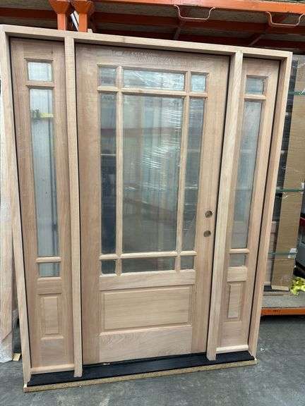Exterior 9-Lite Marginal Craftsman Style Mahogany Door 1-3-1 LH