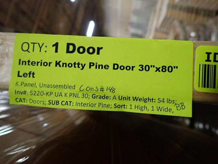 Unassembled Interior Knotty Pine Door 30"x80" LH