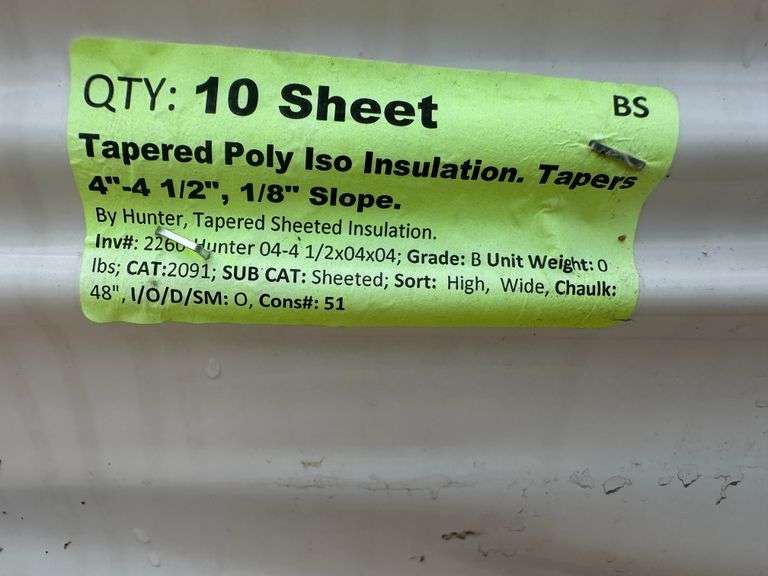 Tapered Poly Iso Insulation, Tapers 4"-4 1/2",1/8" Slope