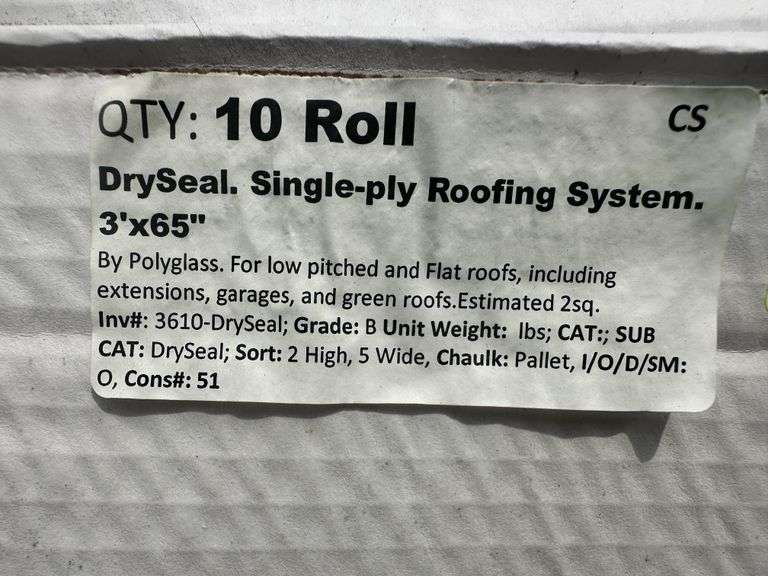 Dry Seal. Single-Ply Roofing System 3'x65'
