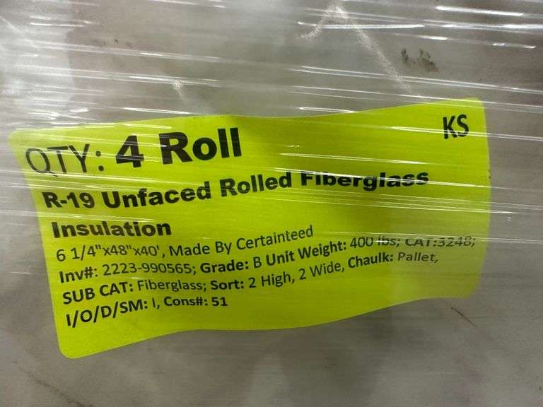 R-19 Unfaced Rolled Fiberglass Insulation