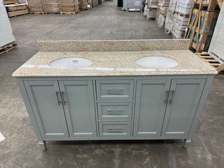 Stockham Chilled Gray 60"x21"x34" Double Basin Vanity