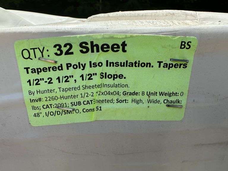 Tapered Poly Iso Insulation, Tapers 1/2"-2 1/2",1/2" Slope