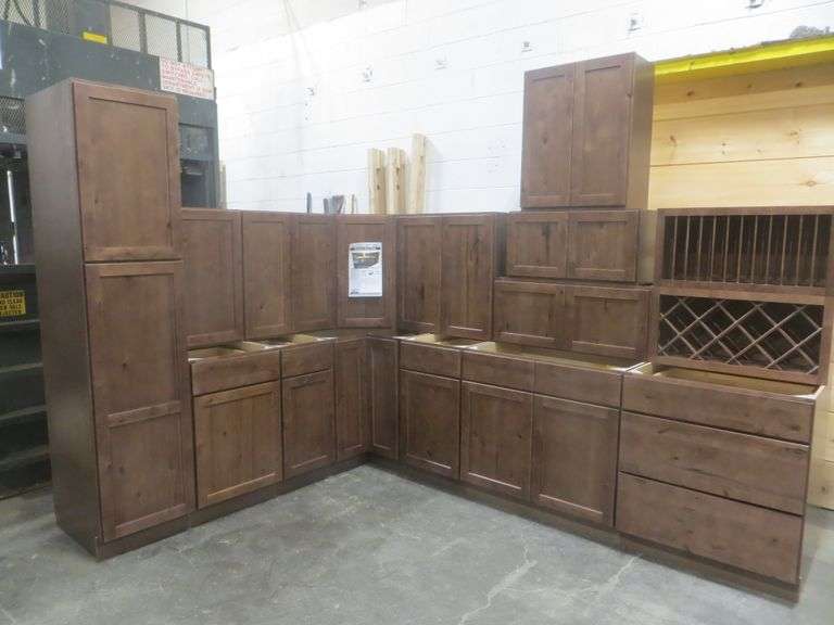 Rustic Walnut Shaker Kitchen Cabinet Set 10'x15'