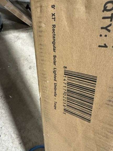 Sun-Ray 9 ft. x 7 ft. Rectangular Solar Lighted Market Patio Umbrella