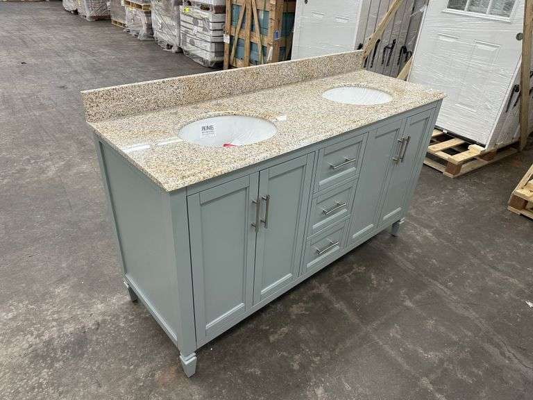 Stockham Chilled Gray 60"x21"x34" Double Basin Vanity