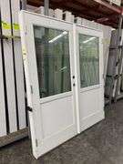 White Exterior 1/2 Glass Double Patio Door 72"x80"