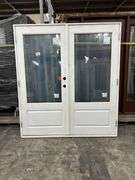 White Exterior 3/4 Glass Double Patio Door 72"x80"