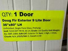 Doug Fir Exterior 9 Lite Door 36"x80" LH