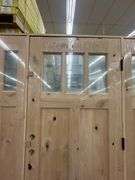 Exterior 3-Lite Square Craftsman Style Knotty Alder Door 1-3-1 LH