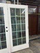 White Exterior 15 Lite Double Patio Door 72"x80"