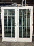 White Exterior 15 Lite Double Patio Door 72"x80"