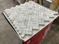 Fog Herringbone Marble Mosaic Tile 11"x12"