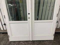 White Exterior 1/2 Glass Double Patio Door 72"x80"