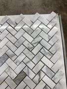 Fog Herringbone Marble Mosaic Tile 11"x12"