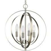 MICSIU Brushed Nickel Spherical Pendant Light Fixture, Contemporary 4 Light Dimmable Chandelier Ligh