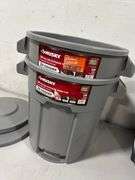 Husky 20 Gal. Grey Outdoor Vented Trash Can With Lid(2x$)
