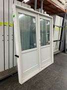 White Exterior 1/2 Glass Double Patio Door 72"x80"