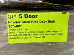 (5 Pack) Interior Clear Pine Door Slab 30"x80"