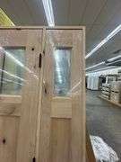 Exterior 3-Lite Square Craftsman Style Knotty Alder Door 1-3-1 LH