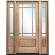 Exterior 9-Lite Marginal Craftsman Style Mahogany Door 1-3-1 LH
