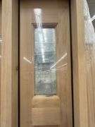 Exterior 3-Lite Square Craftsman Style Knotty Alder Door 1-3-1 LH