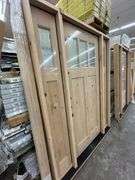 Exterior 3-Lite Square Craftsman Style Knotty Alder Door 1-3-1 RH