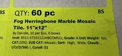 Fog Herringbone Marble Mosaic Tile 11"x12"