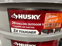 Husky 20 Gal. Grey Outdoor Vented Trash Can With Lid(2x$)