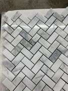 Fog Herringbone Marble Mosaic Tile 11"x12"