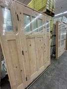 Exterior 3-Lite Square Craftsman Style Knotty Alder Door 1-3-1 RH