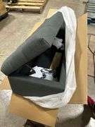 Noble House Dark Gray Tufted Fabric Storage Bench