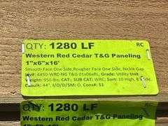 Western Red Cedar T&G Paneling 1"x6"x16'