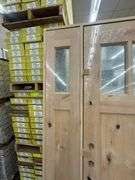 Exterior 3-Lite Square Craftsman Style Knotty Alder Door 1-3-1 LH