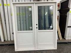 White Exterior 1/2 Glass Double Patio Door 72"x80"
