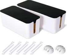 2 Pack Cable Management Box - Large Cable Organizer Box - Cord Organizer Box for TV Wires, Computer,