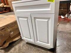 Glacier Bay 25 in. Single Sink White Bath Vanity with Cultured Marble Top
