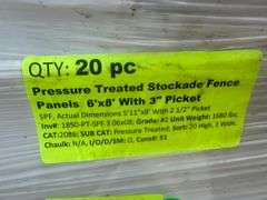 Pressure Treated Stockade Fence Panels 6'x8' With 3" Picket
