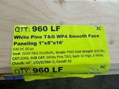 White Pine T&G WP4 Smooth Face Paneling 1"x8"x16'