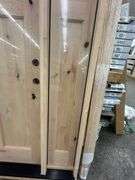 Exterior 3-Lite Square Craftsman Style Knotty Alder Door 1-3-1 LH