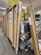 Exterior 3-Lite Square Craftsman Style Knotty Alder Door 1-3-1 LH