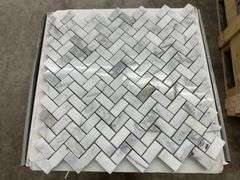 Fog Herringbone Marble Mosaic Tile 11"x12"