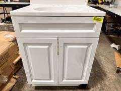 Glacier Bay 25 in. Single Sink White Bath Vanity with Cultured Marble Top