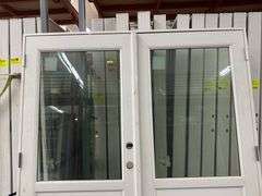 White Exterior 1/2 Glass Double Patio Door 72"x80"